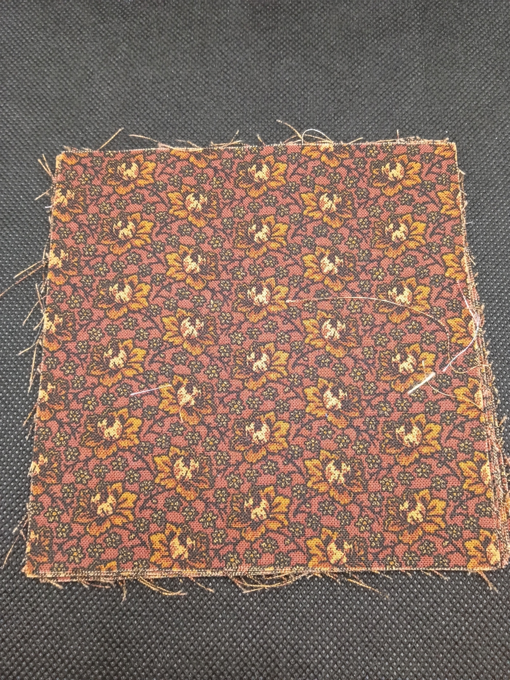 8 4.75 Inch Calico Floral Cotton Square in Rust and Gold